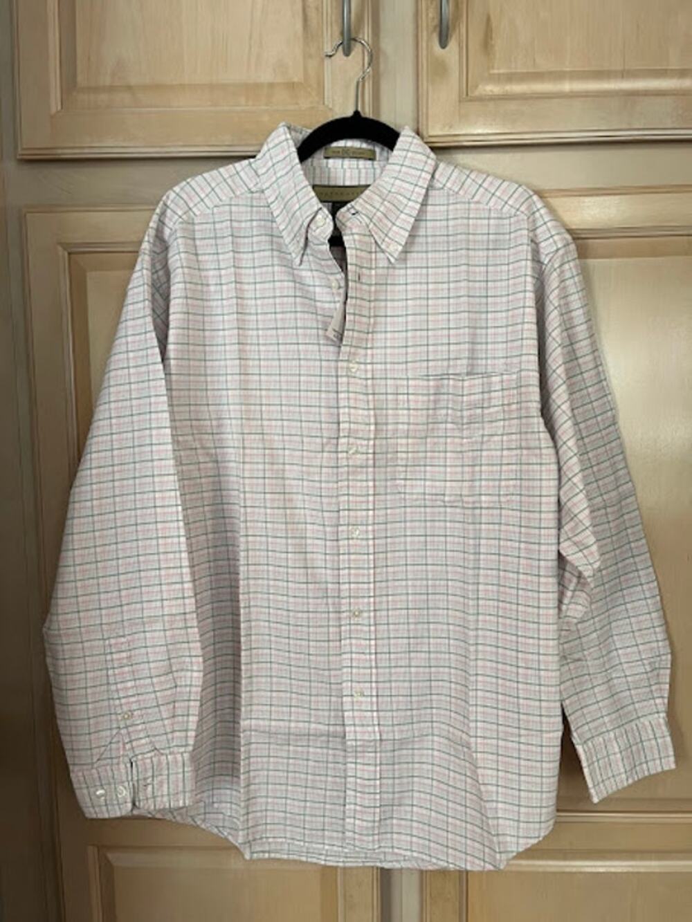 NWT Natural Life Shirt Cotton Pink Gray Large Check Button Down Sz M